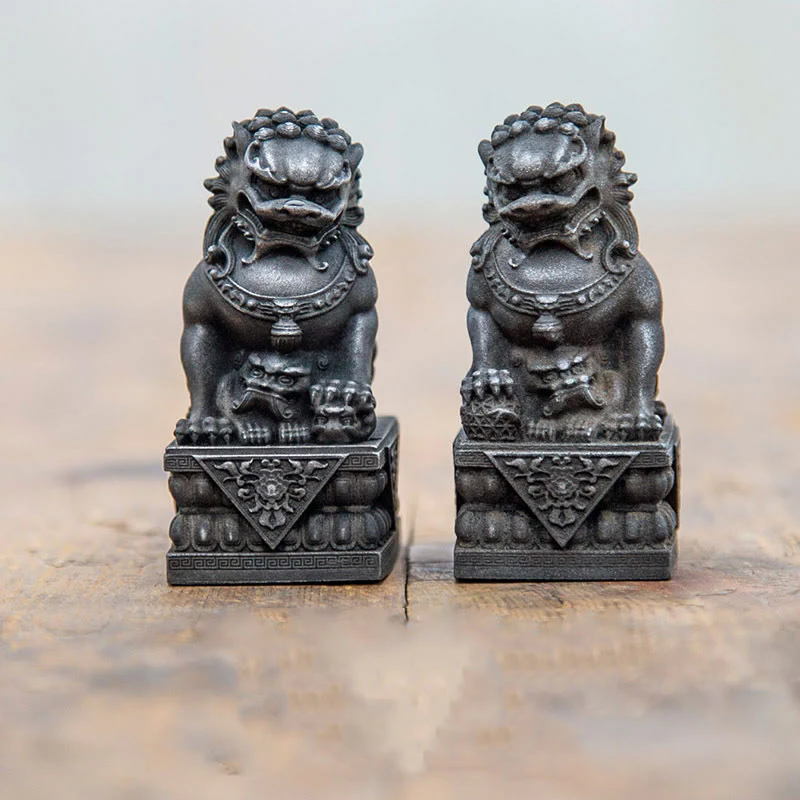Buddha Stones fatte a mano Leone Fu Foo Cani Polvere di ferro Ruggine Statua in resina fusa Allontana il male Protezione Decorazione per la casa - Image 18