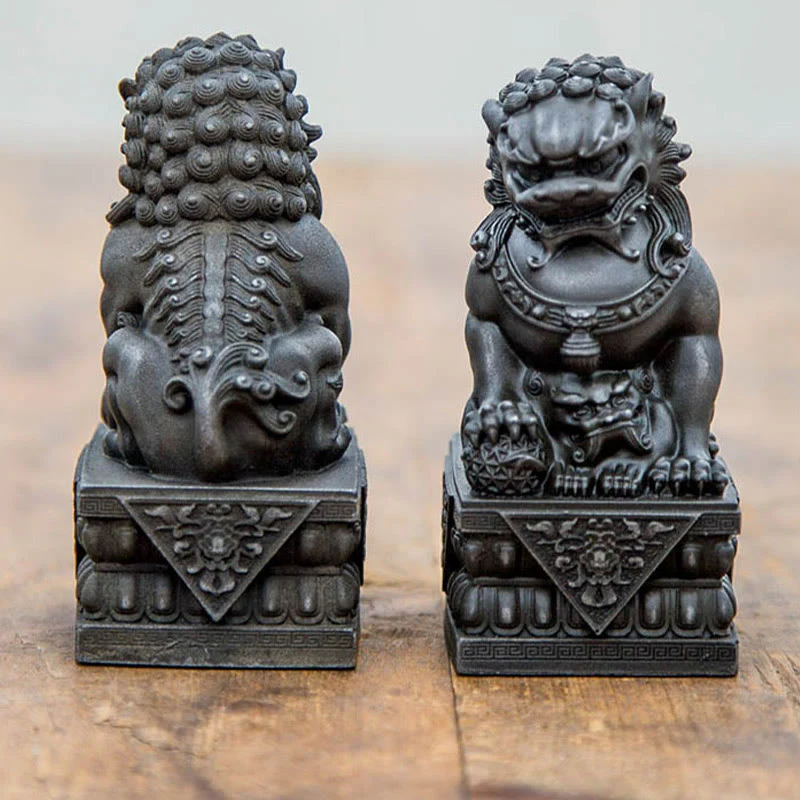 Buddha Stones fatte a mano Leone Fu Foo Cani Polvere di ferro Ruggine Statua in resina fusa Allontana il male Protezione Decorazione per la casa - Image 20