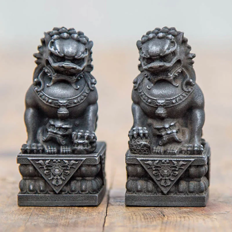 Buddha Stones fatte a mano Leone Fu Foo Cani Polvere di ferro Ruggine Statua in resina fusa Allontana il male Protezione Decorazione per la casa - Image 21
