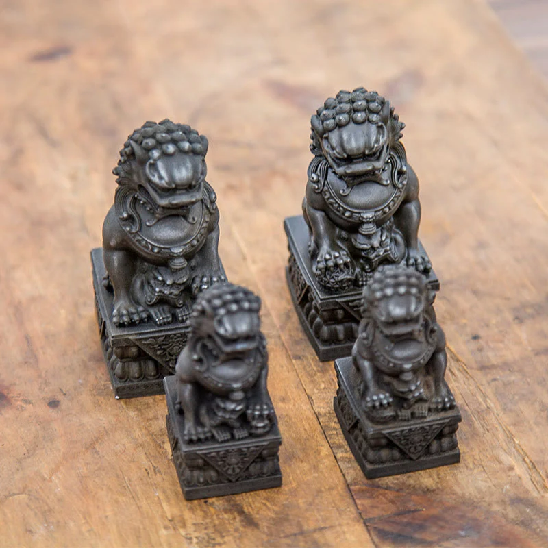 Buddha Stones fatte a mano Leone Fu Foo Cani Polvere di ferro Ruggine Statua in resina fusa Allontana il male Protezione Decorazione per la casa - Image 24