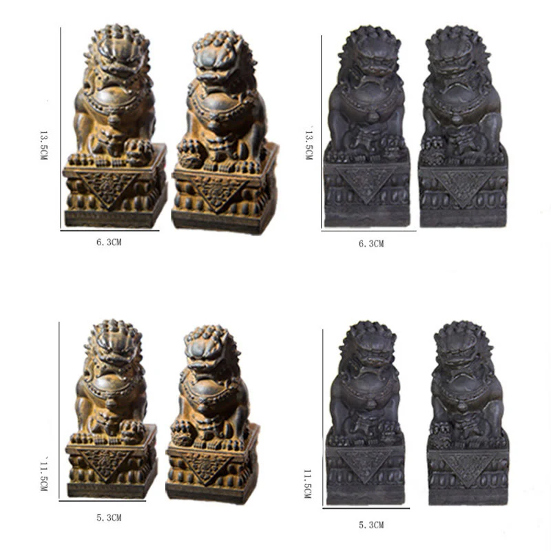 Buddha Stones fatte a mano Leone Fu Foo Cani Polvere di ferro Ruggine Statua in resina fusa Allontana il male Protezione Decorazione per la casa - Image 25