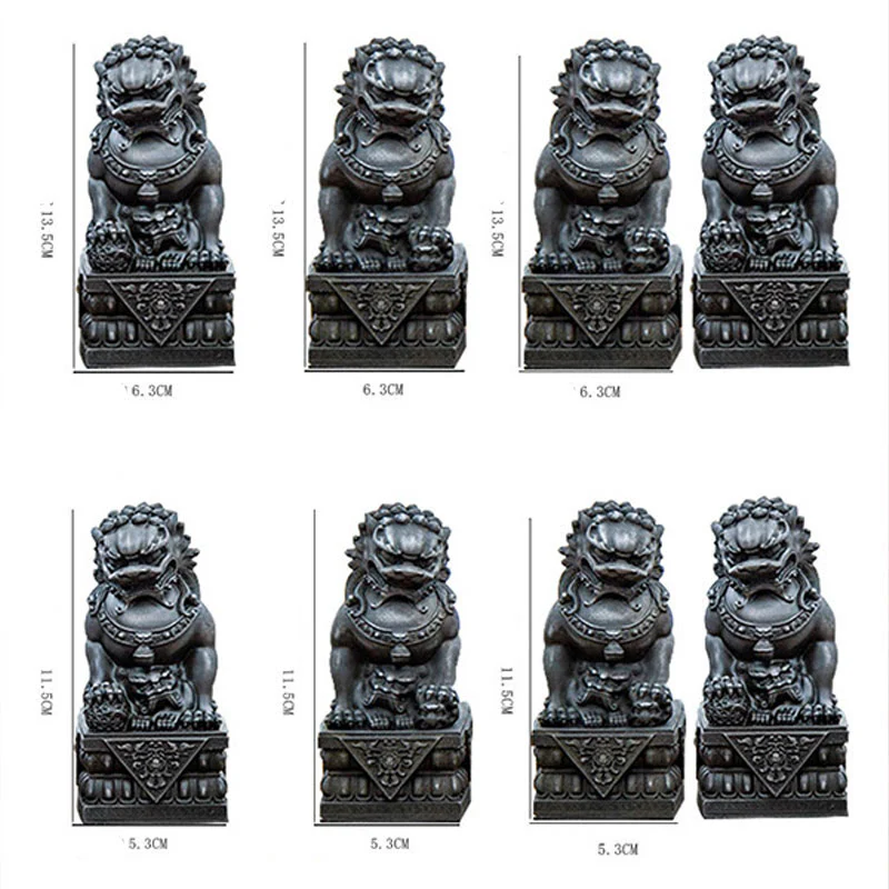 Buddha Stones fatte a mano Leone Fu Foo Cani Polvere di ferro Ruggine Statua in resina fusa Allontana il male Protezione Decorazione per la casa - Image 26