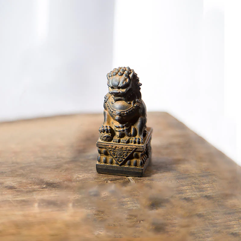 Buddha Stones fatte a mano Leone Fu Foo Cani Polvere di ferro Ruggine Statua in resina fusa Allontana il male Protezione Decorazione per la casa - Image 28
