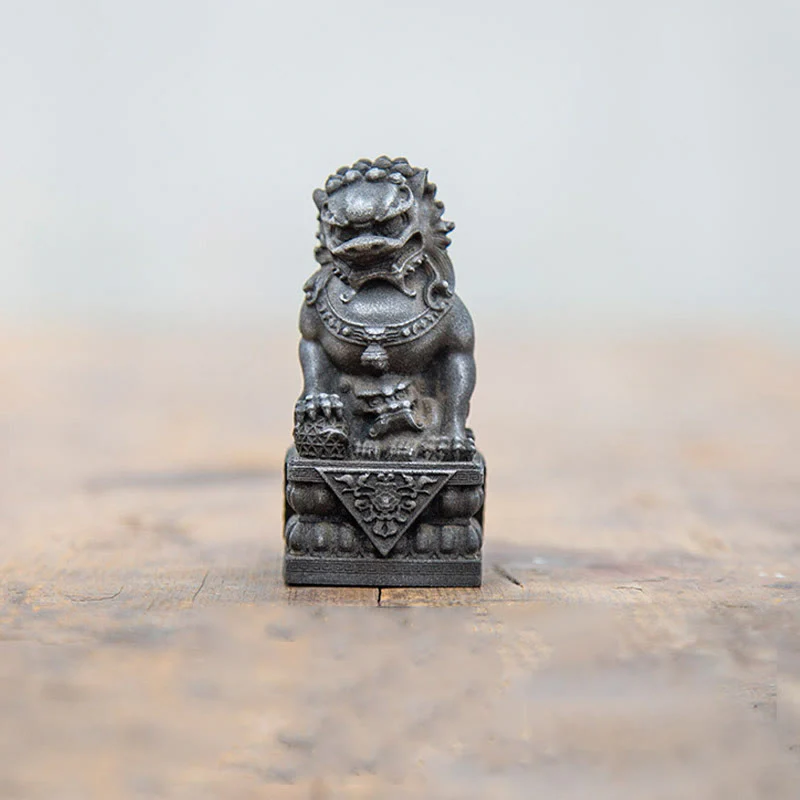 Buddha Stones fatte a mano Leone Fu Foo Cani Polvere di ferro Ruggine Statua in resina fusa Allontana il male Protezione Decorazione per la casa - Image 3