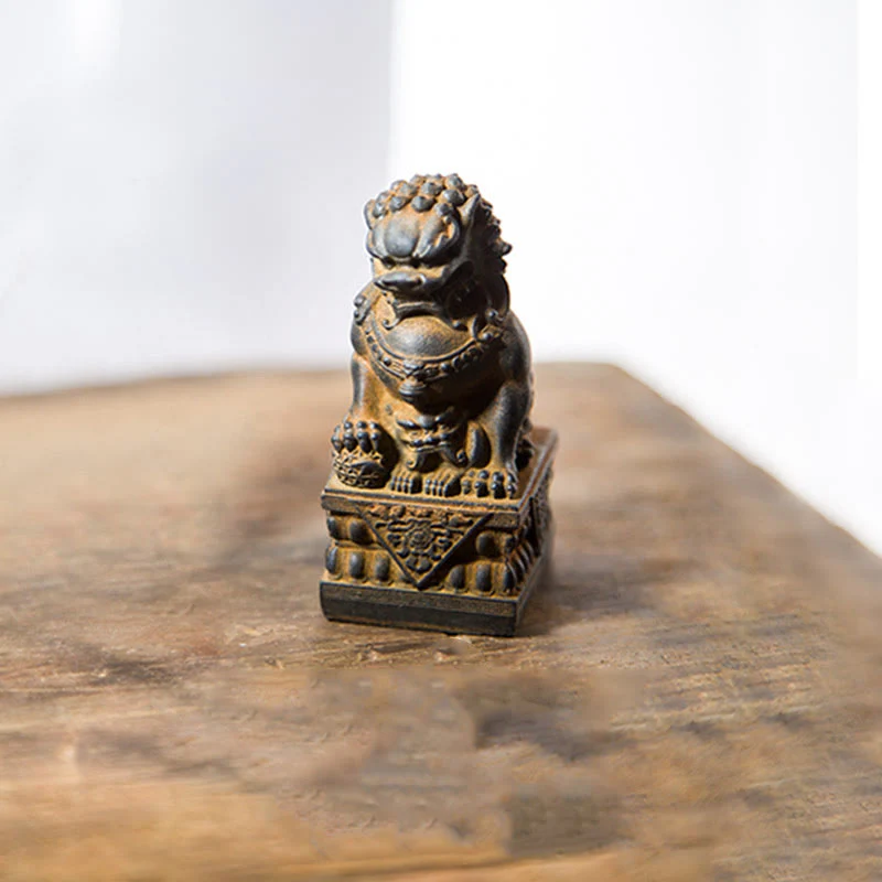 Buddha Stones fatte a mano Leone Fu Foo Cani Polvere di ferro Ruggine Statua in resina fusa Allontana il male Protezione Decorazione per la casa - Image 34