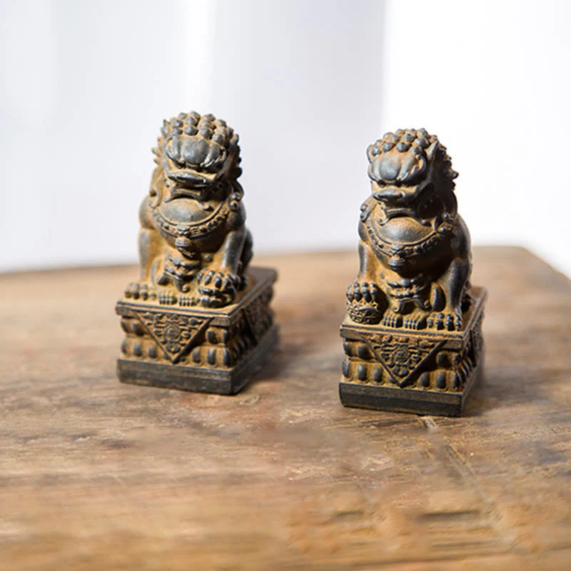 Buddha Stones fatte a mano Leone Fu Foo Cani Polvere di ferro Ruggine Statua in resina fusa Allontana il male Protezione Decorazione per la casa - Image 35