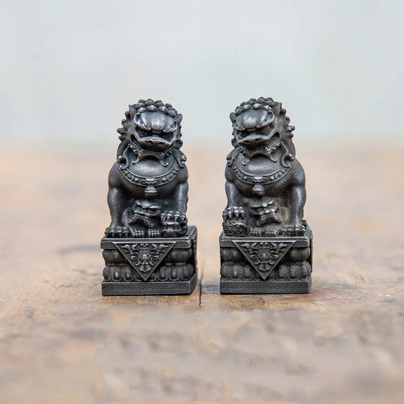 Buddha Stones fatte a mano Leone Fu Foo Cani Polvere di ferro Ruggine Statua in resina fusa Allontana il male Protezione Decorazione per la casa - Image 4