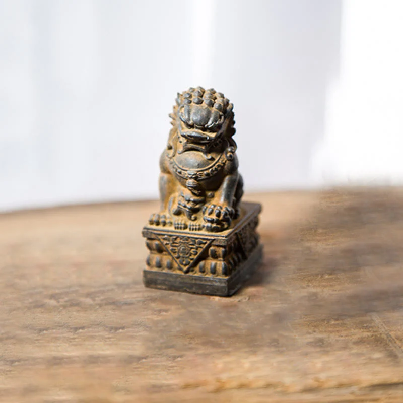 Buddha Stones fatte a mano Leone Fu Foo Cani Polvere di ferro Ruggine Statua in resina fusa Allontana il male Protezione Decorazione per la casa - Image 40