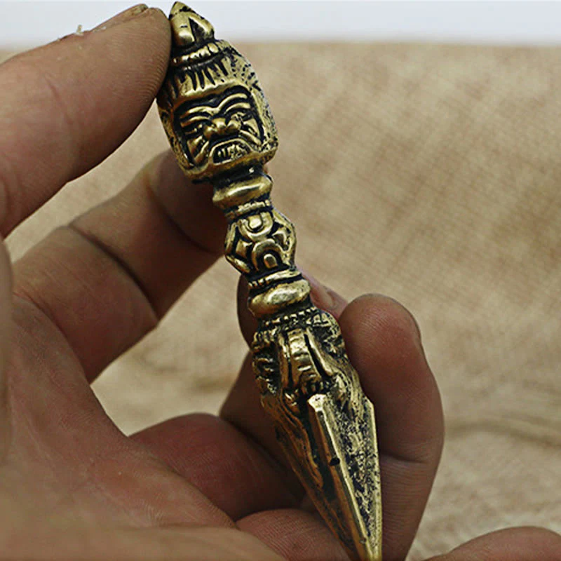 Buddha Stones fatte a mano Nepal Piccolo Vajra Dorje Inciso Illuminazione Decorazione in rame - Image 3