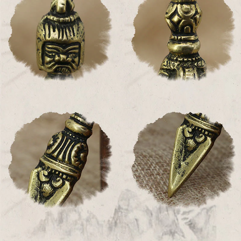 Buddha Stones fatte a mano Nepal Piccolo Vajra Dorje Inciso Illuminazione Decorazione in rame - Image 7