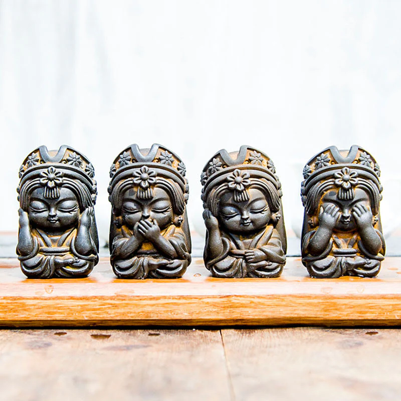 Buddha Stones fatte a mano Zakiram polvere di ferro ruggine statua in resina fusa decorazione della casa zen