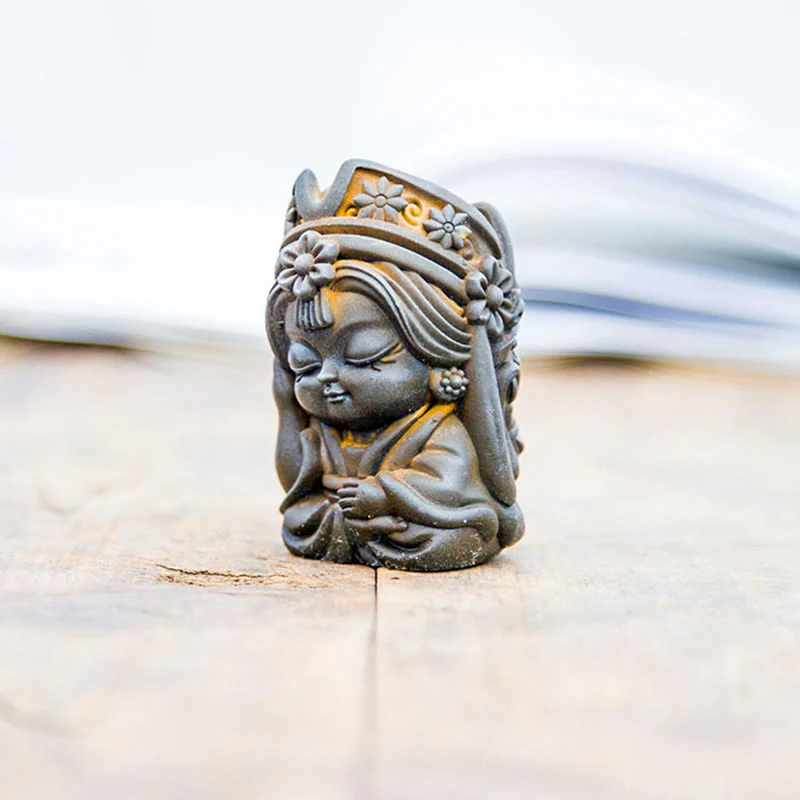 Buddha Stones fatte a mano Zakiram polvere di ferro ruggine statua in resina fusa decorazione della casa zen - Image 16
