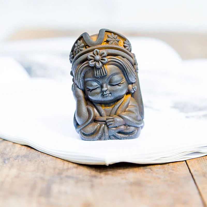 Buddha Stones fatte a mano Zakiram polvere di ferro ruggine statua in resina fusa decorazione della casa zen - Image 17