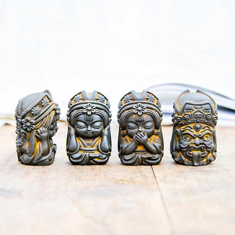 Buddha Stones fatte a mano Zakiram polvere di ferro ruggine statua in resina fusa decorazione della casa zen - Image 2
