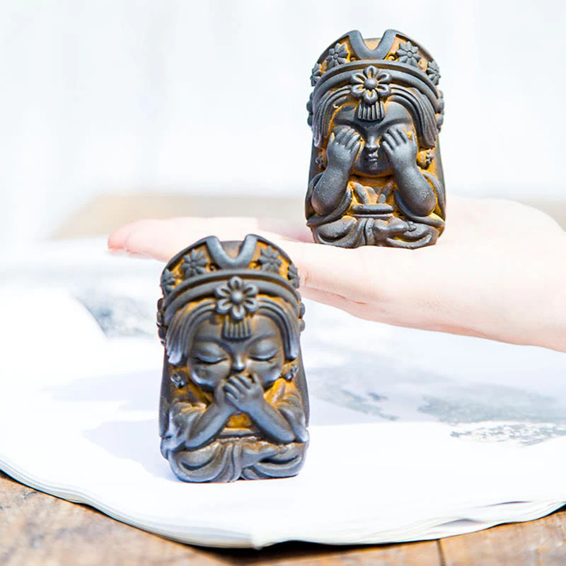 Buddha Stones fatte a mano Zakiram polvere di ferro ruggine statua in resina fusa decorazione della casa zen - Image 6