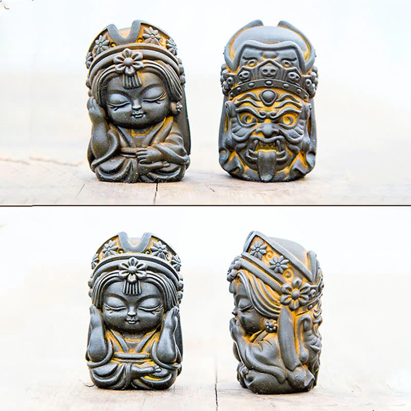 Buddha Stones fatte a mano Zakiram polvere di ferro ruggine statua in resina fusa decorazione della casa zen - Image 8