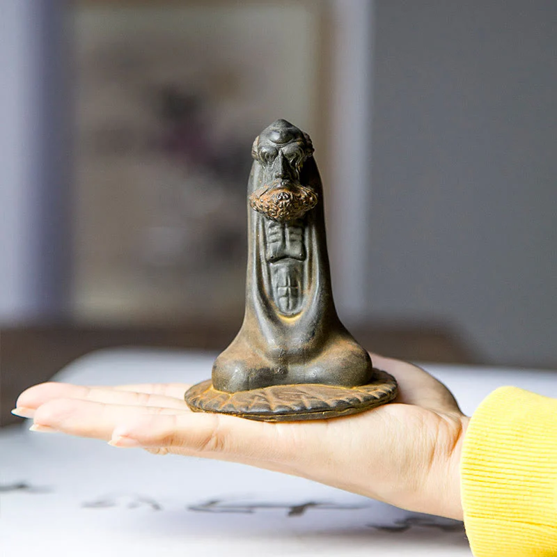 Buddha Stones fatto a mano Bodhidharma polvere di ferro ruggine statua in resina fusa decorazione per la casa - Image 5