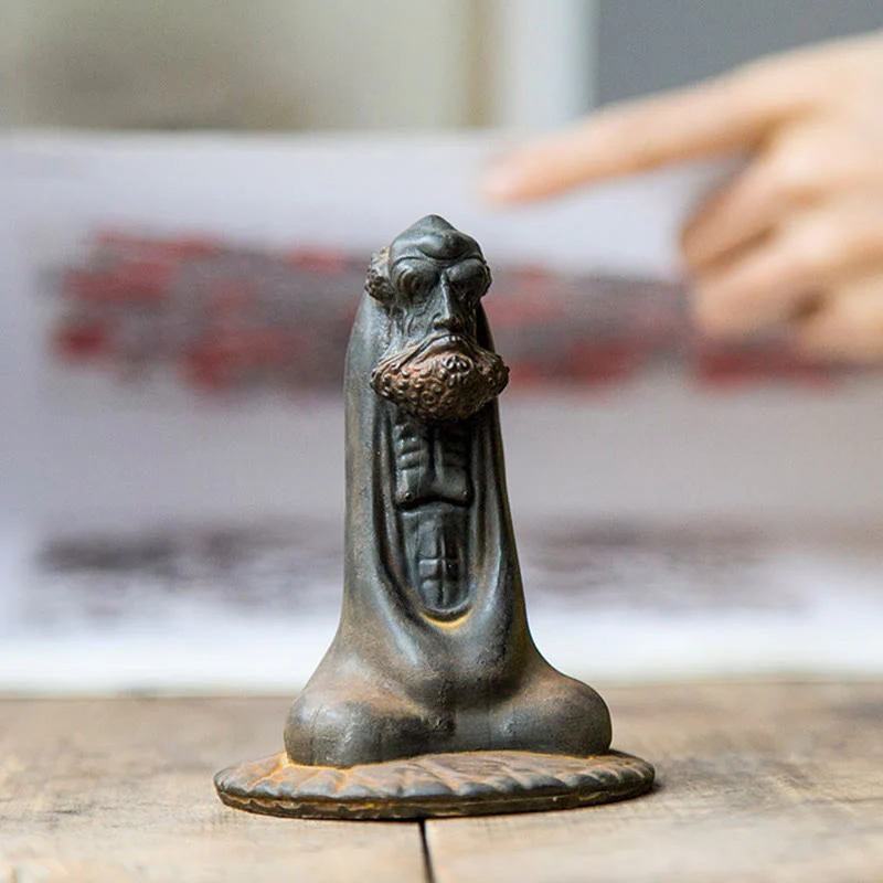 Buddha Stones fatto a mano Bodhidharma polvere di ferro ruggine statua in resina fusa decorazione per la casa - Image 8