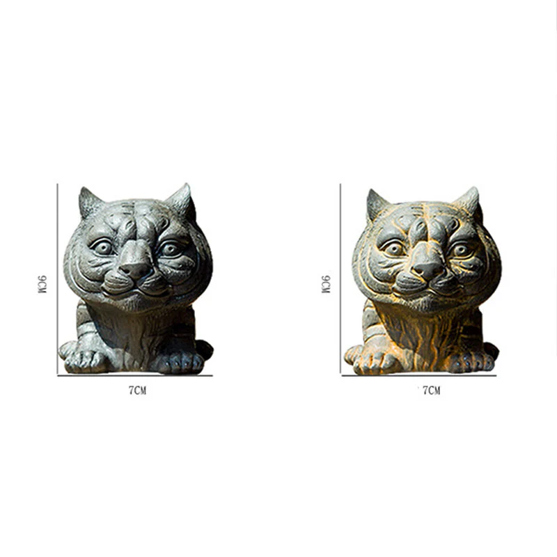 Buddha Stones Fatto a mano Piccola adorabile tigre in polvere di ferro ruggine statua in resina fusa decorazione per la casa - Image 18