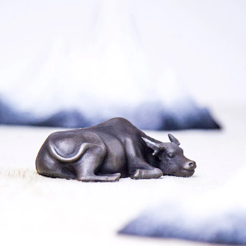 Buddha Stones fatto a mano piccolo bufalo d'acqua toro polvere di ferro ruggine statua in resina decorazione per la casa - Image 25