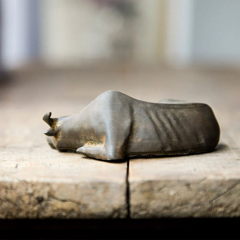 Buddha Stones fatto a mano piccolo bufalo d'acqua toro polvere di ferro ruggine statua in resina decorazione per la casa - Image 4