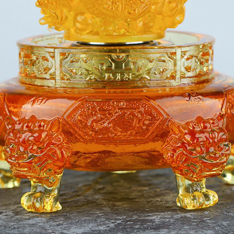 Buddha Stones Feng Shui Drago di buon auspicio Cristallo Liuli fatto a mano Pezzo d'arte girevole Fortuna Decorazione per ufficio in casa - Image 10