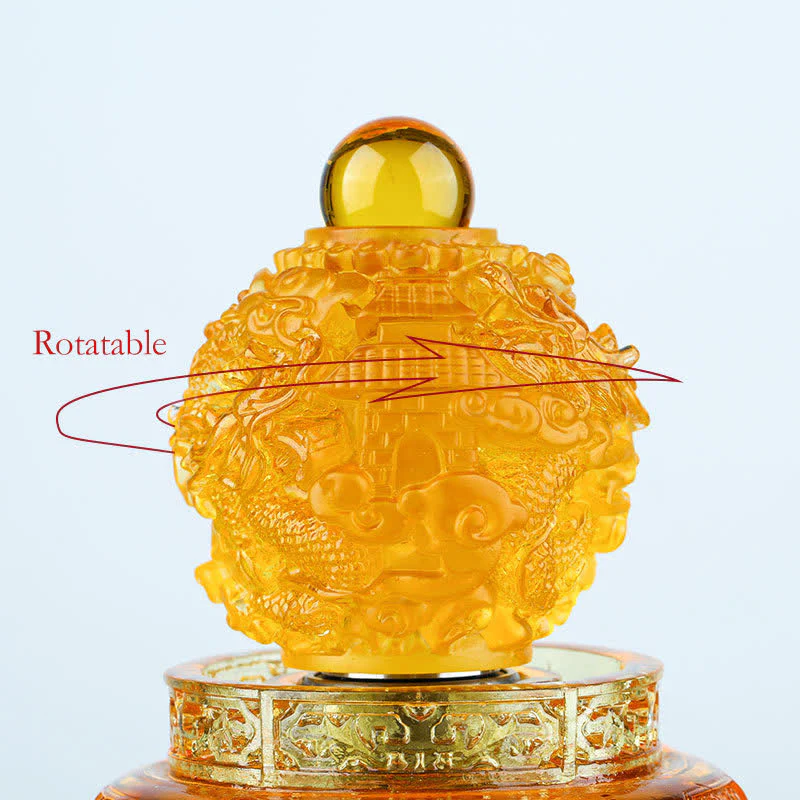 Buddha Stones Feng Shui Drago di buon auspicio Cristallo Liuli fatto a mano Pezzo d'arte girevole Fortuna Decorazione per ufficio in casa - Image 8