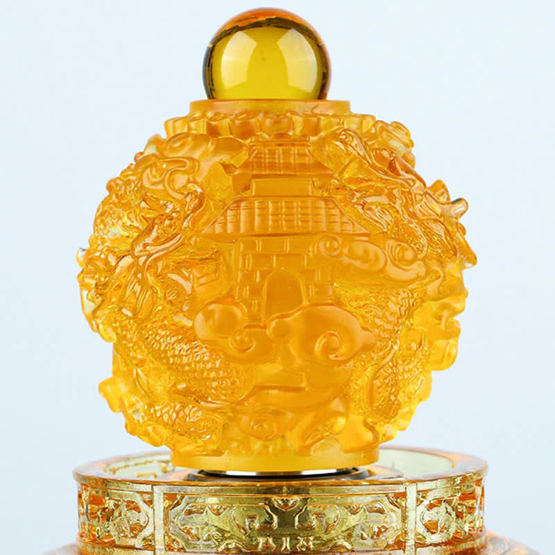 Buddha Stones Feng Shui Drago di buon auspicio Cristallo Liuli fatto a mano Pezzo d'arte girevole Fortuna Decorazione per ufficio in casa - Image 9