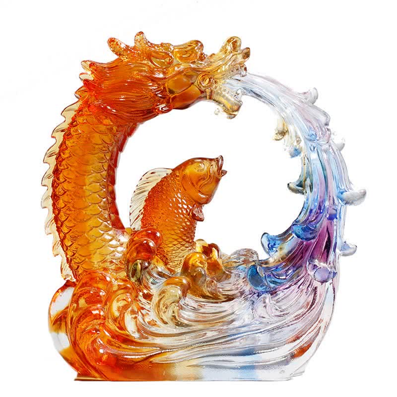 Buddha Stones Feng Shui Drago Koi Pesce Fatto a Mano Liuli Cristallo Arte Pezzo Decorazione Casa Ufficio - Image 10