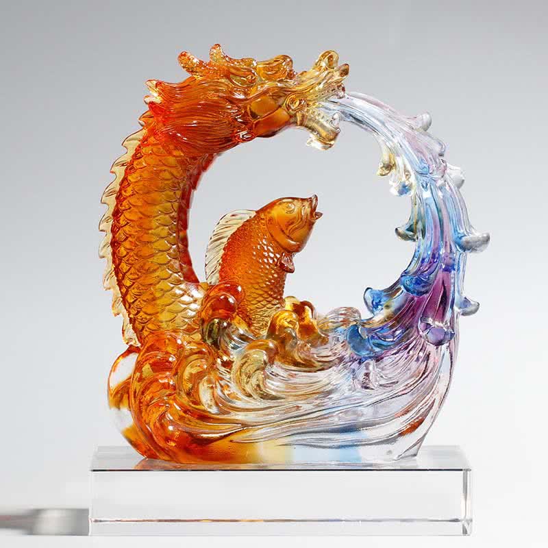 Buddha Stones Feng Shui Drago Koi Pesce Fatto a Mano Liuli Cristallo Arte Pezzo Decorazione Casa Ufficio - Image 5