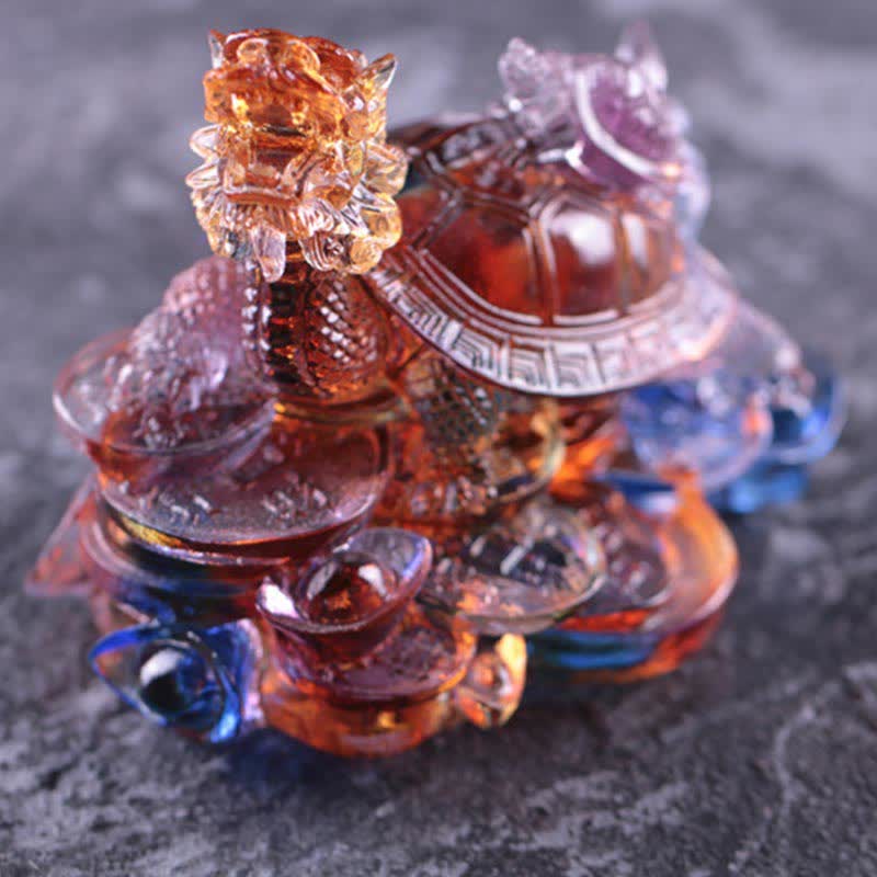 Buddha Stones Feng Shui Drago Tartaruga Monete Fatto a Mano Cristallo Liuli Fortuna Pezzo d'Arte Decorazione per Casa Ufficio - Image 11