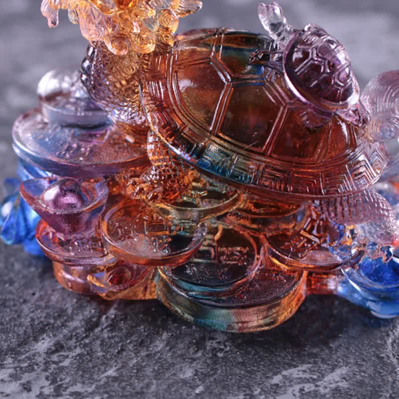 Buddha Stones Feng Shui Drago Tartaruga Monete Fatto a Mano Cristallo Liuli Fortuna Pezzo d'Arte Decorazione per Casa Ufficio - Image 12