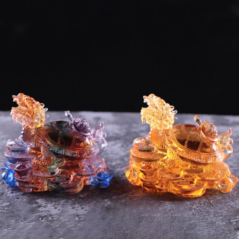 Buddha Stones Feng Shui Drago Tartaruga Monete Fatto a Mano Cristallo Liuli Fortuna Pezzo d'Arte Decorazione per Casa Ufficio - Image 3