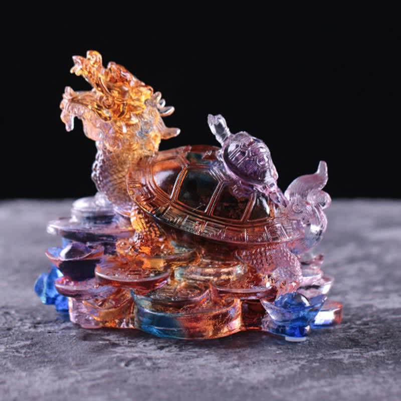 Buddha Stones Feng Shui Drago Tartaruga Monete Fatto a Mano Cristallo Liuli Fortuna Pezzo d'Arte Decorazione per Casa Ufficio - Image 7