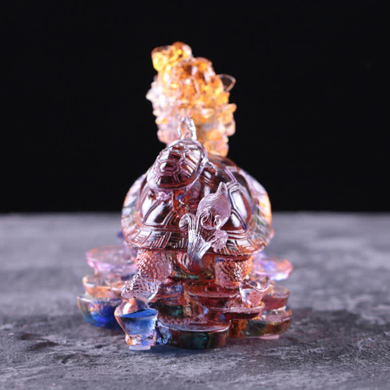 Buddha Stones Feng Shui Drago Tartaruga Monete Fatto a Mano Cristallo Liuli Fortuna Pezzo d'Arte Decorazione per Casa Ufficio - Image 8