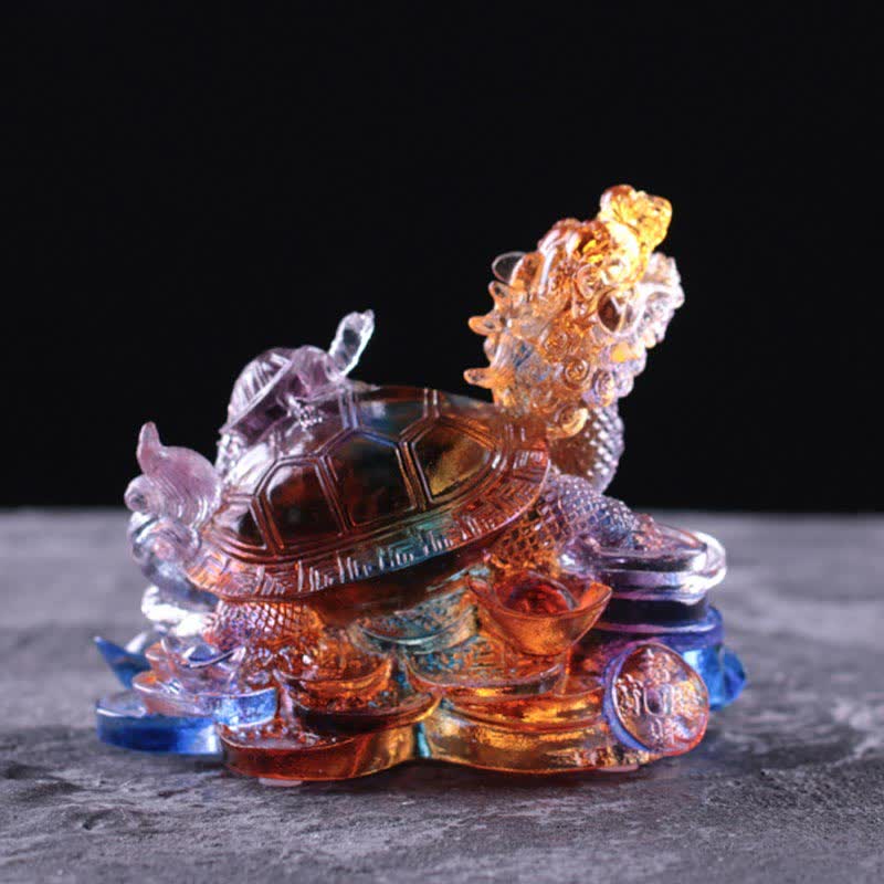 Buddha Stones Feng Shui Drago Tartaruga Monete Fatto a Mano Cristallo Liuli Fortuna Pezzo d'Arte Decorazione per Casa Ufficio - Image 9