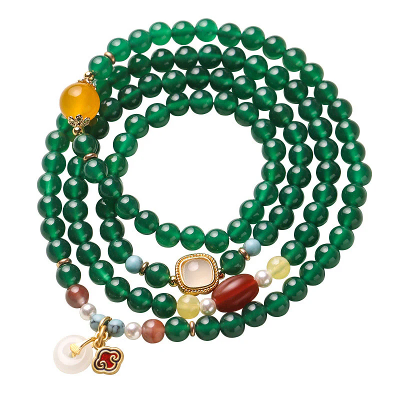 Buddha Stones Fibbia della Pace Agata Verde Potere Supporto Tibet Mala - Image 2