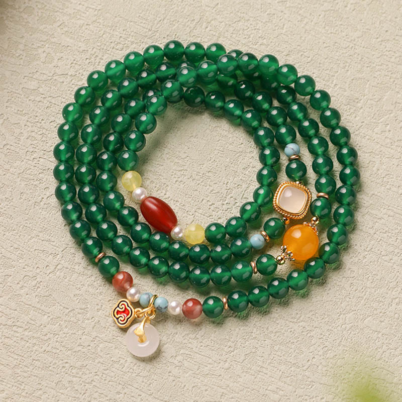 Buddha Stones Fibbia della Pace Agata Verde Potere Supporto Tibet Mala - Image 3
