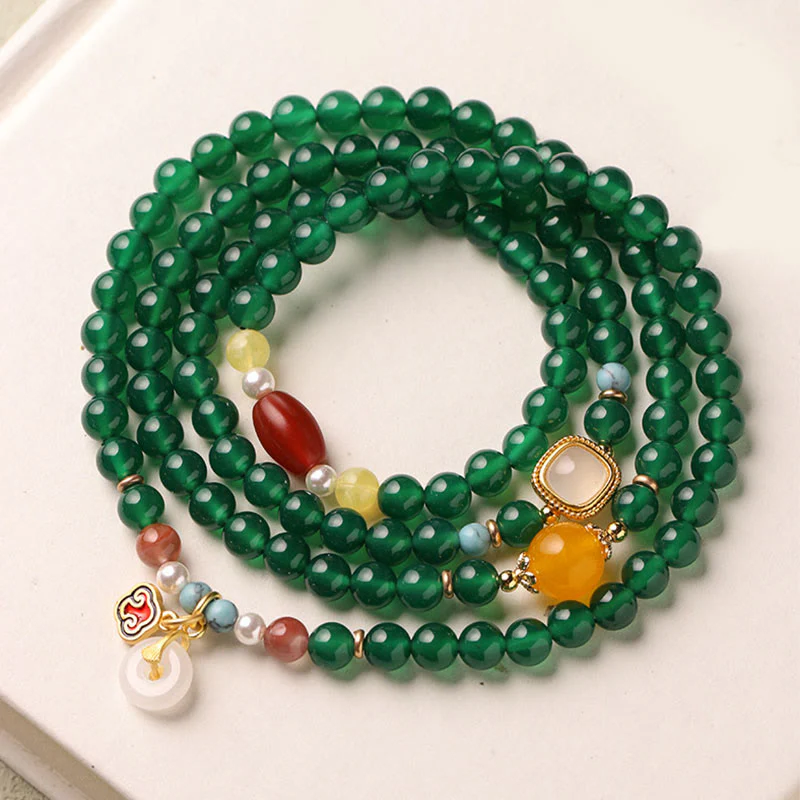 Buddha Stones Fibbia della Pace Agata Verde Potere Supporto Tibet Mala - Image 8