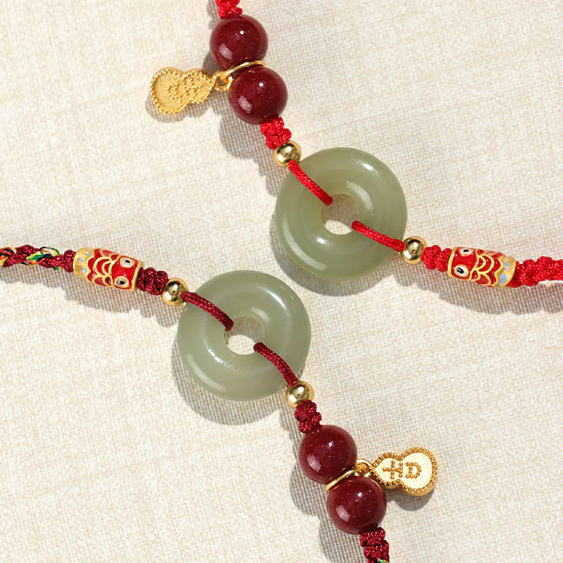 Buddha Stones, filo rosso, filo nero, giada Hetian, fibbia della pace, cinabro, braccialetto di protezione in argento 925 - Image 14
