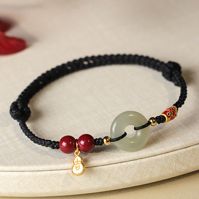 Buddha Stones, filo rosso, filo nero, giada Hetian, fibbia della pace, cinabro, braccialetto di protezione in argento 925 - Image 15