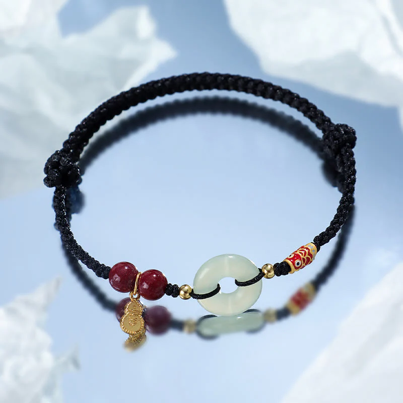 Buddha Stones, filo rosso, filo nero, giada Hetian, fibbia della pace, cinabro, braccialetto di protezione in argento 925 - Image 17