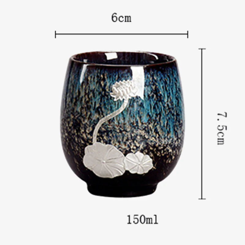 Buddha Stones Fiore di Loto d'Argento Foglia Tazza da Tè Cinese Jianzhan Ceramica Tazza da Tè Kung Fu 150ml - Image 7