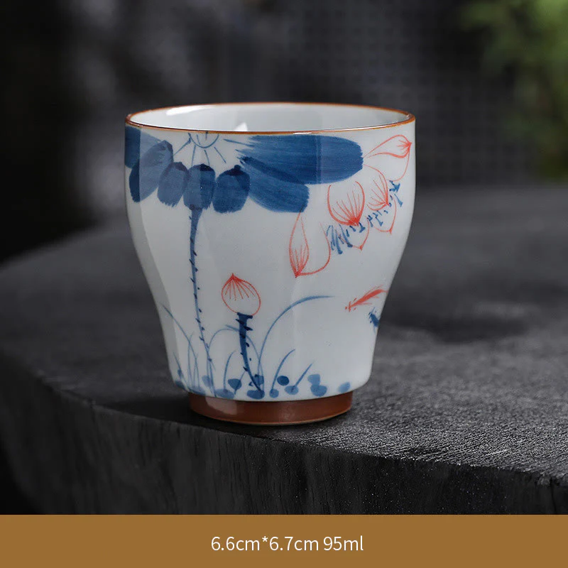 Buddha Stones Fiore di Loto Foglia di Bambù Tazza da Tè in Ceramica Tazze da Tè Kung Fu - Image 11