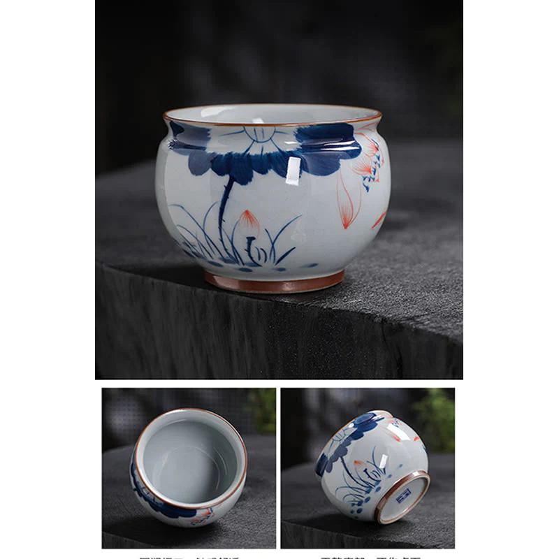 Buddha Stones Fiore di Loto Foglia di Bambù Tazza da Tè in Ceramica Tazze da Tè Kung Fu - Image 16