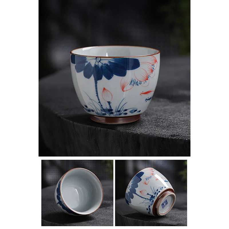 Buddha Stones Fiore di Loto Foglia di Bambù Tazza da Tè in Ceramica Tazze da Tè Kung Fu - Image 22