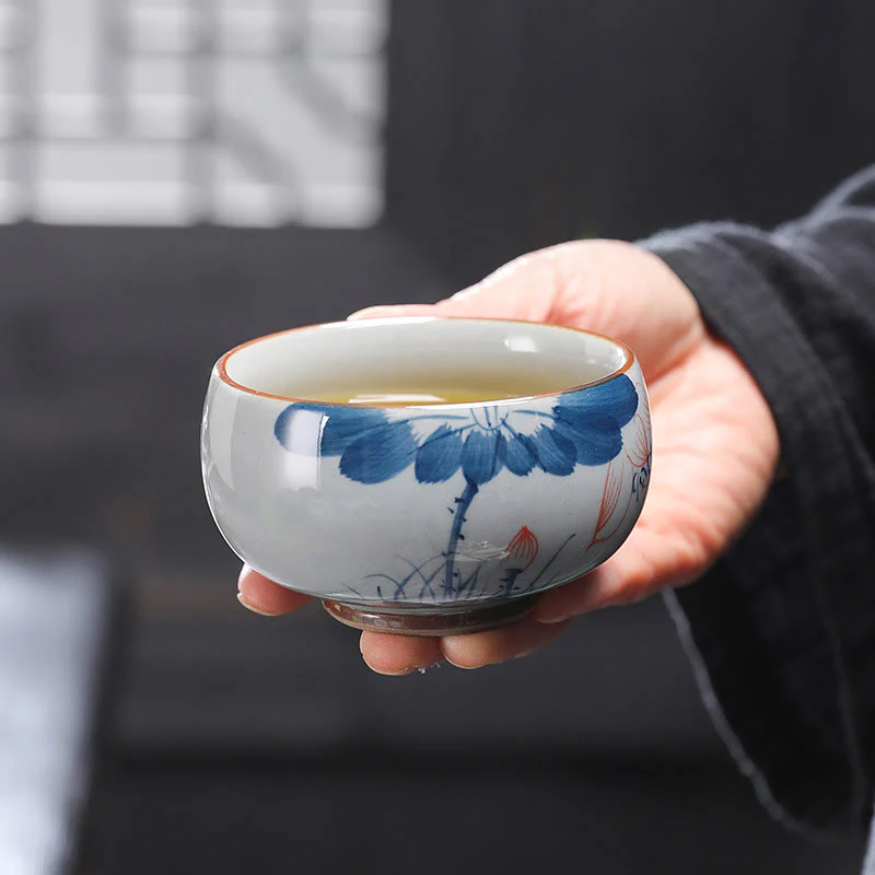 Buddha Stones Fiore di Loto Foglia di Bambù Tazza da Tè in Ceramica Tazze da Tè Kung Fu - Image 7