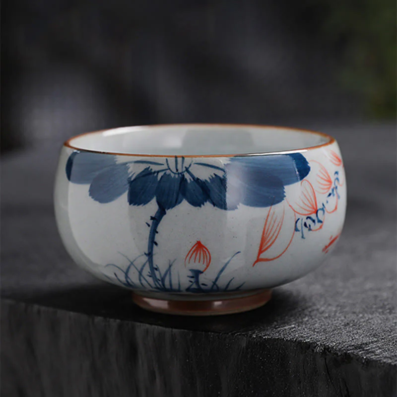Buddha Stones Fiore di Loto Foglia di Bambù Tazza da Tè in Ceramica Tazze da Tè Kung Fu - Image 8