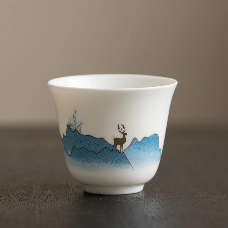 Buddha Stones Fiore di loto Foglia Montagna Padiglione Alce Peonia Tazza da tè in ceramica Tazza da tè Kung Fu - Image 14