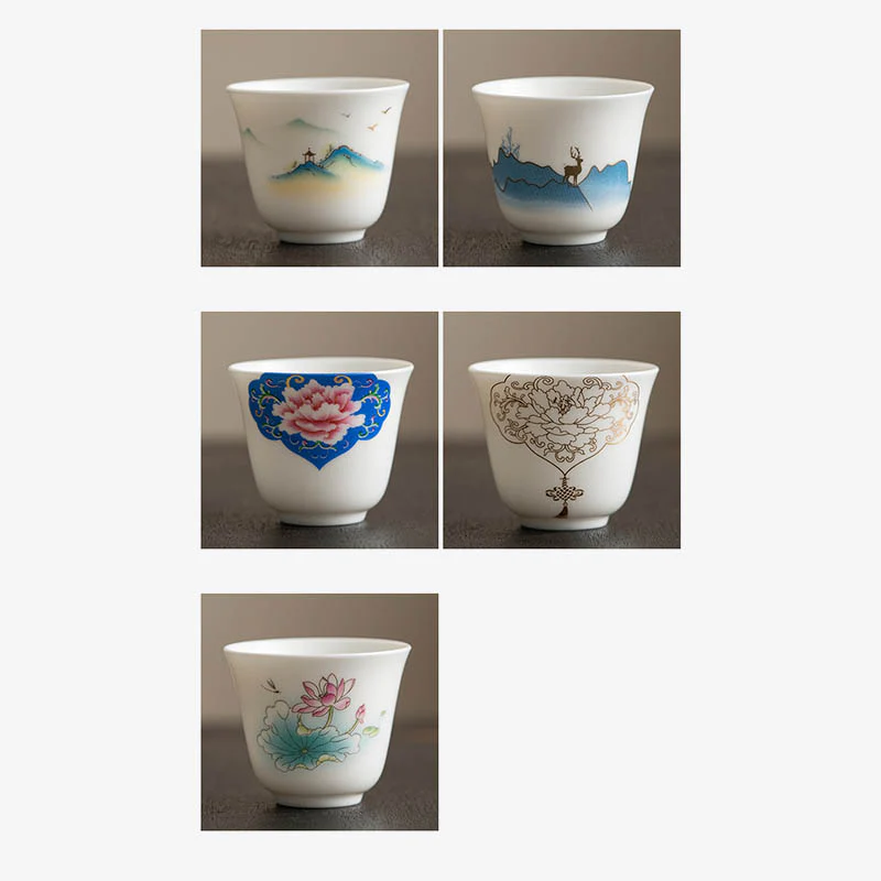 Buddha Stones Fiore di loto Foglia Montagna Padiglione Alce Peonia Tazza da tè in ceramica Tazza da tè Kung Fu - Image 17